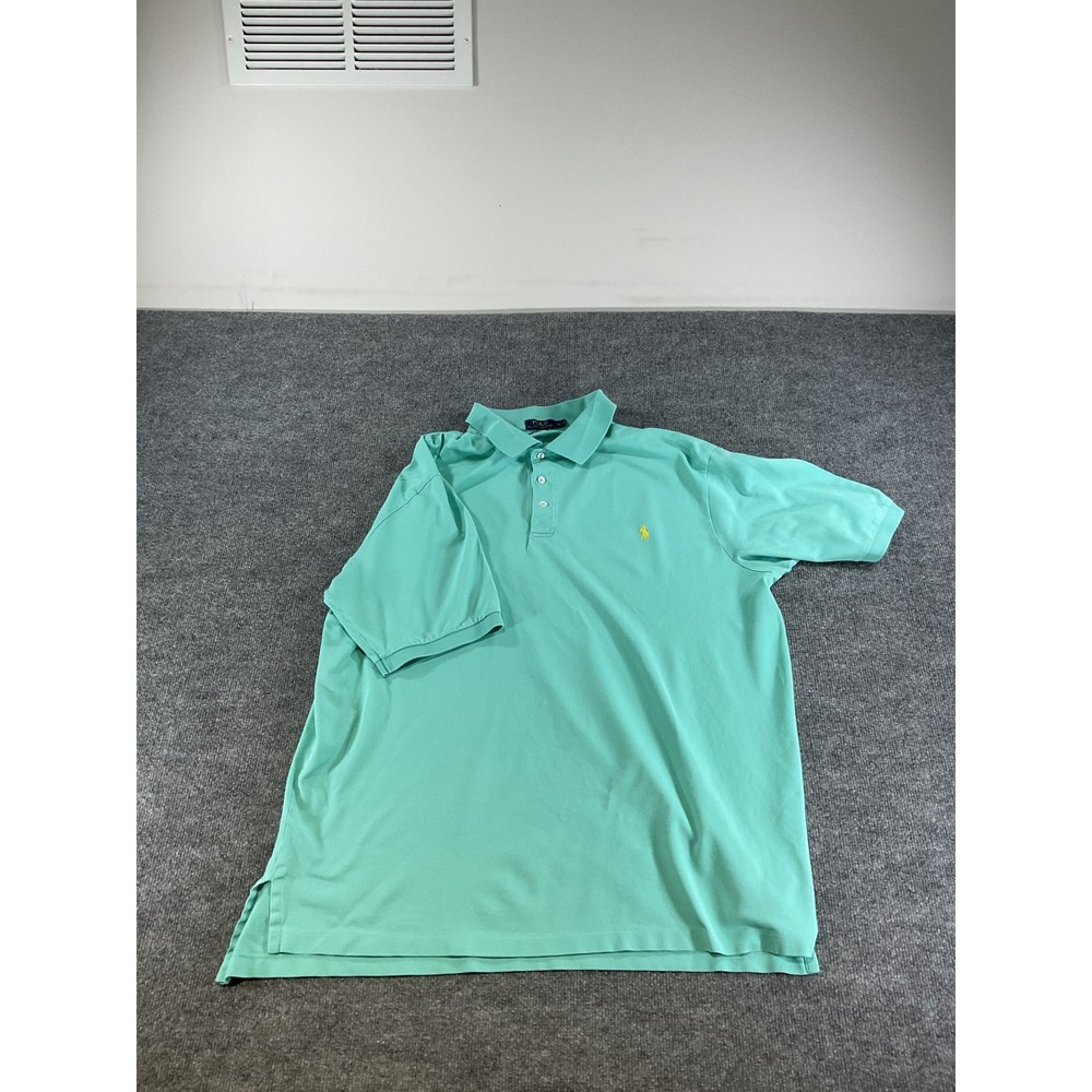 Polo Ralph Lauren Stretch Mesh Polo Shirt Men's 2XLT Tall Green Yellow Pony Golf